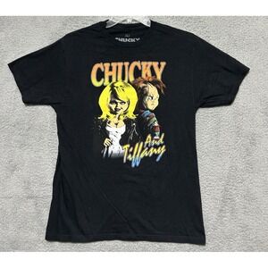 Chucky And Tiffany Shirt Mens L Bride of Chucky Horror Movie Graphic Goth Witchy